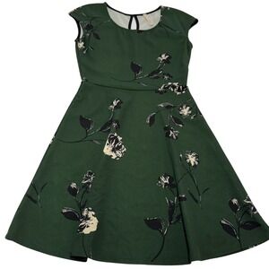 Gilli Dress Womens Small Floral Green Cap Sleeve Fit Flare‎ Mini